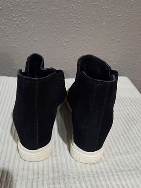 Gianni Bini Black Suede High-Top Sneakers with White Sole